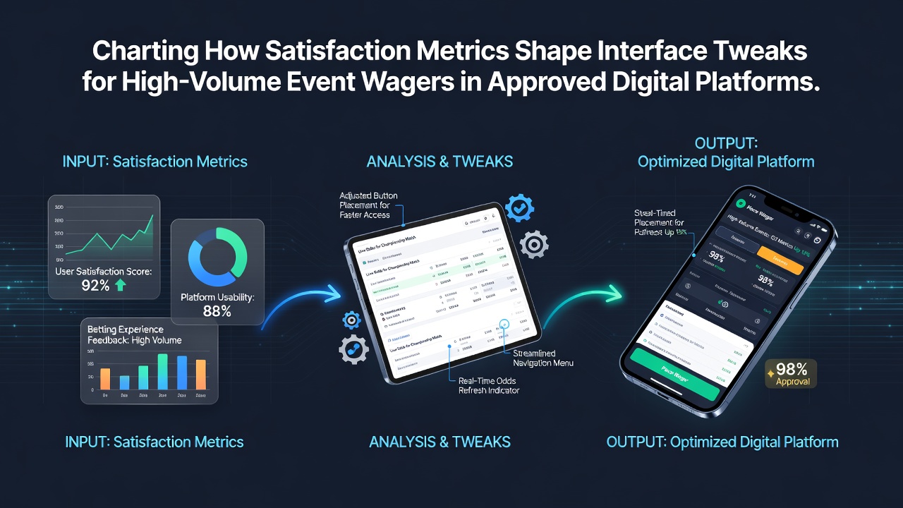 Dashboard view of satisfaction metrics and interface adjustment tools in a regulated sports betting platform