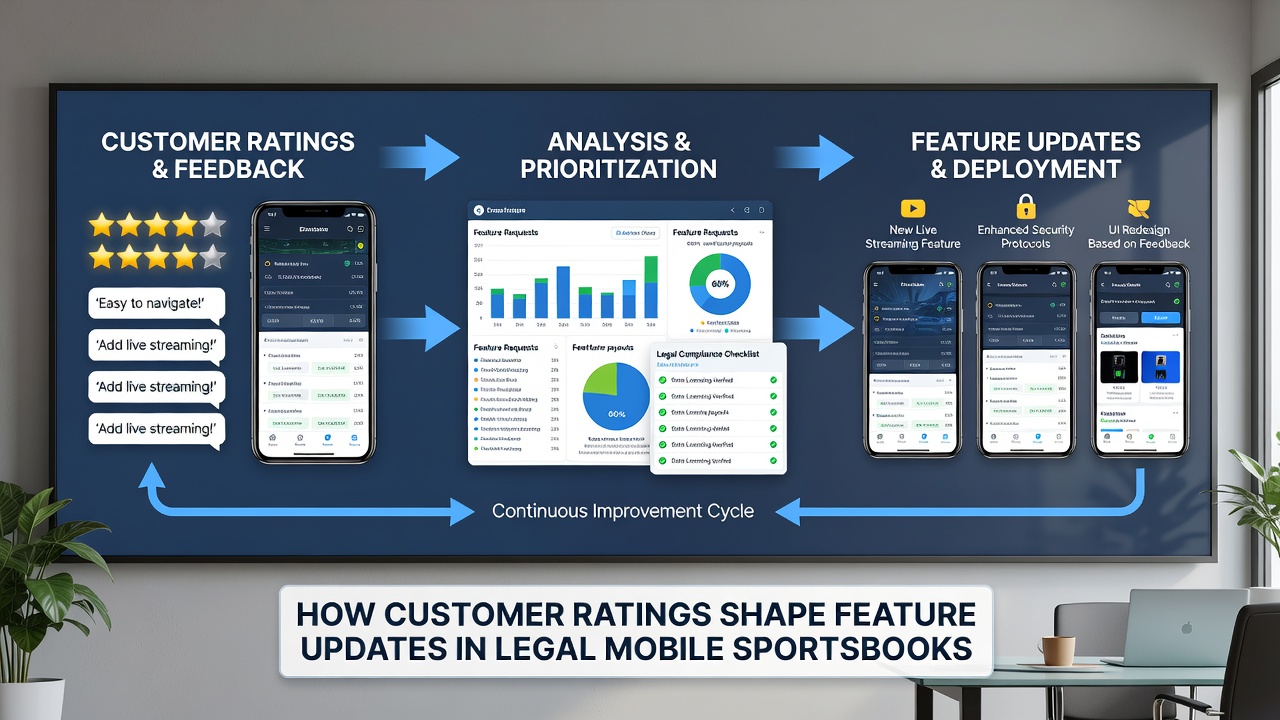 Data visualization showing correlation between customer rating trends and subsequent feature rollout timelines across regulated U.S. sportsbook apps