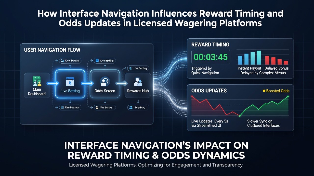 Licensed wagering platform interface showing navigation menus for rewards and live odds sections