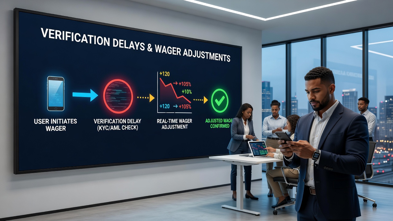 Screenshot of delayed verification notification affecting live odds in a betting app