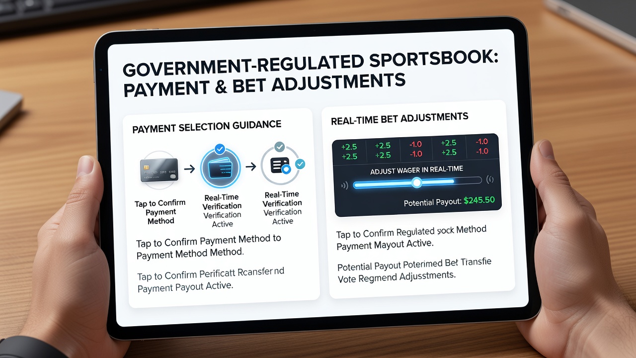 Mobile sportsbook app interface showing payment method icons and bet adjustment sliders on a live event screen