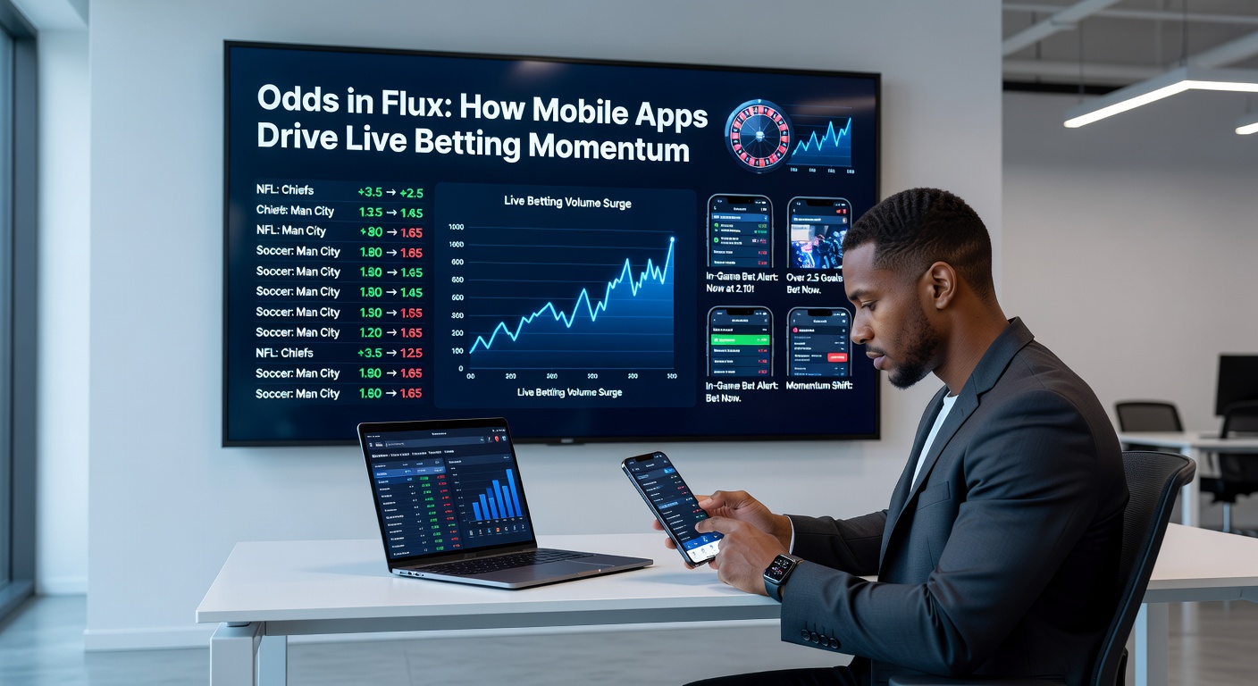 Graph showing explosive growth in mobile live betting volumes from 2020 to 2026, with peaks during major sports events and app adoption curves