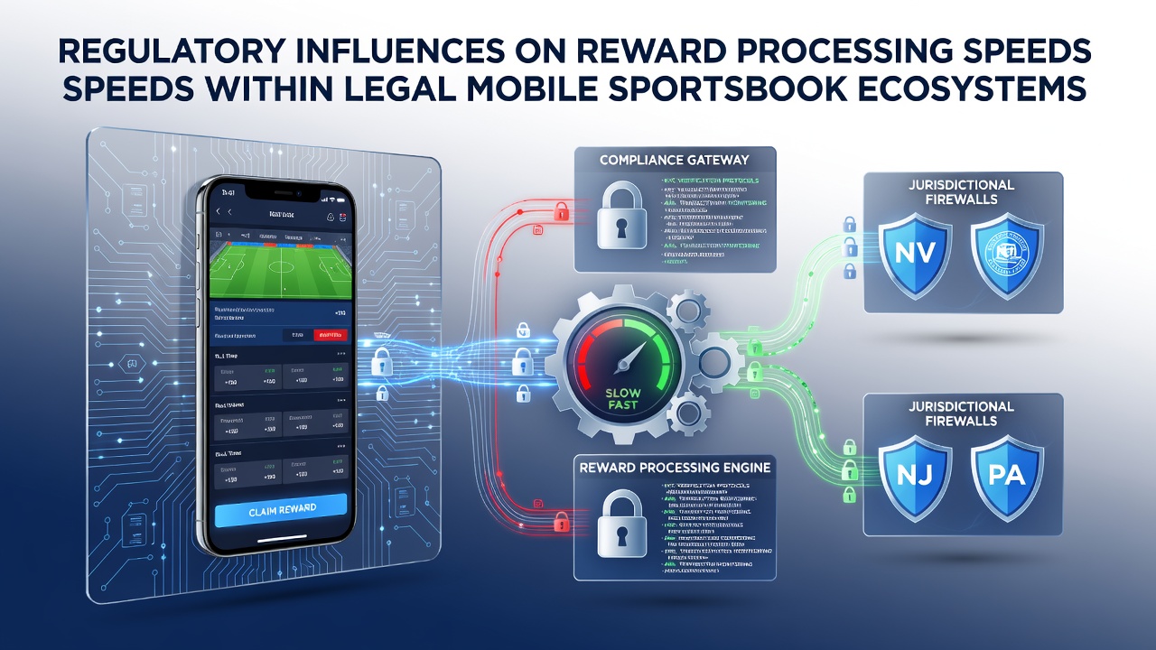 Mobile sportsbook interface displaying regulatory compliance indicators for reward processing timelines