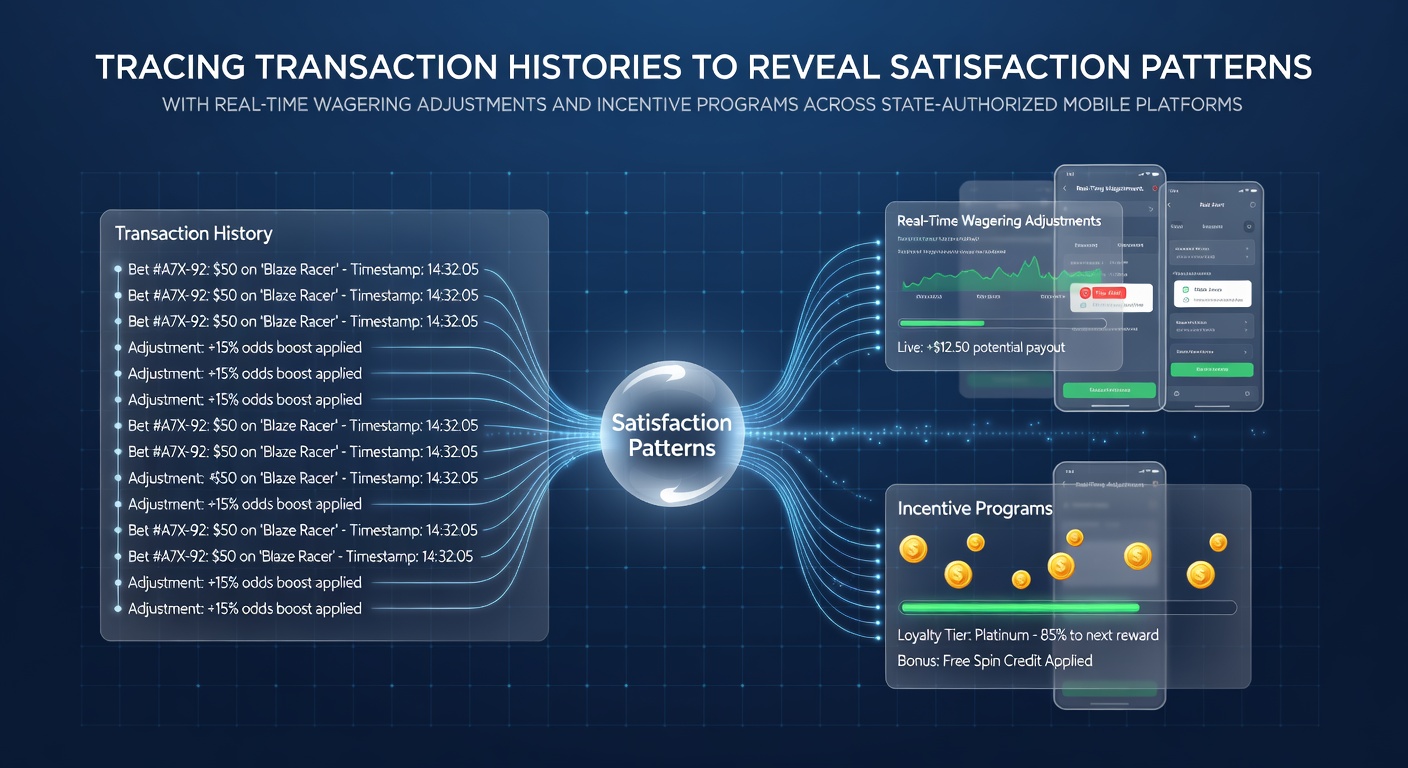 Transaction history analysis dashboard on a state-authorized mobile betting platform showing real-time wagering patterns and incentive redemptions